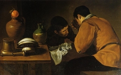 Two Young Men Eating at a Humble Table