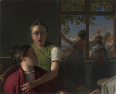 Vier Mädchen in einem Zimmer by Johann Peter Krafft
