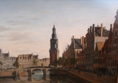 View of the Singel in Amsterdam with the Jan Rodenpoortstoren, Amsterdam by Gerrit Adriaenszoon Berckheyde