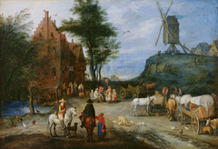Village street by Jan Brueghel the Elder