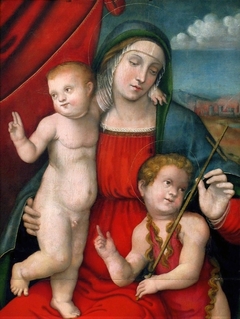 Virgin and Child with Saint John the Baptist. by Francesco Francia