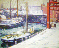 Wharf Scene in Winter by Charles S Kaelin