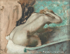 Woman sitting on Edge of a Bath Sponging her Neck by Edgar Degas
