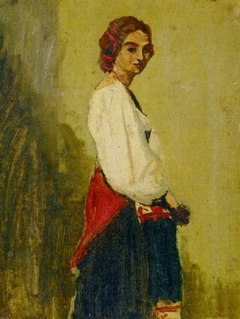 Young Italian standing, body in profile and head in front by Jean-Baptiste-Camille Corot