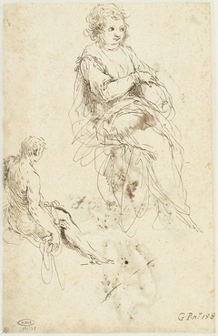 Zittend kind en een jeugdige Johannes de Doper by Jacopo Palma il Giovane