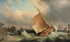 A barge off Deal in stormy weather by Edward William Cooke