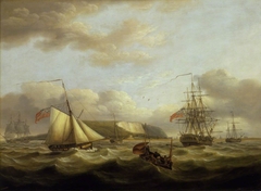 A Cutter Passing Astern of a Frigate by Thomas Luny