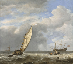 A Dutch kaag in a light breeze by Willem van de Velde the Younger