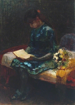 A Girl Reading by Frank Huddlestone Potter