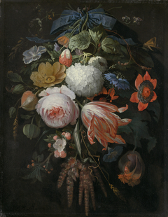 A Hanging Bouquet of Flowers by Abraham Mignon