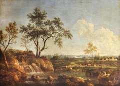 A Landscape with a Waterfall by Giovanni Battista Cimaroli