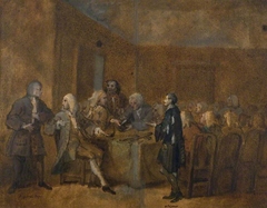 A prisoner of the Fleet being examined before a committee of the House of Commons by William Hogarth