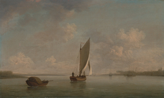 A Smack Under Sail in a Light Breeze in a River by Charles Brooking