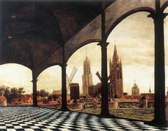 A View of Delft through an Imaginary Loggia by Daniel Vosmaer