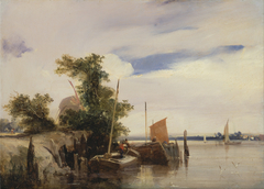 Barges on a River by Richard Parkes Bonington