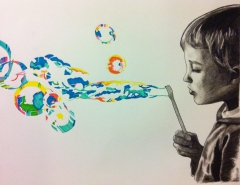 Blowing bubbles... by Russell Freer