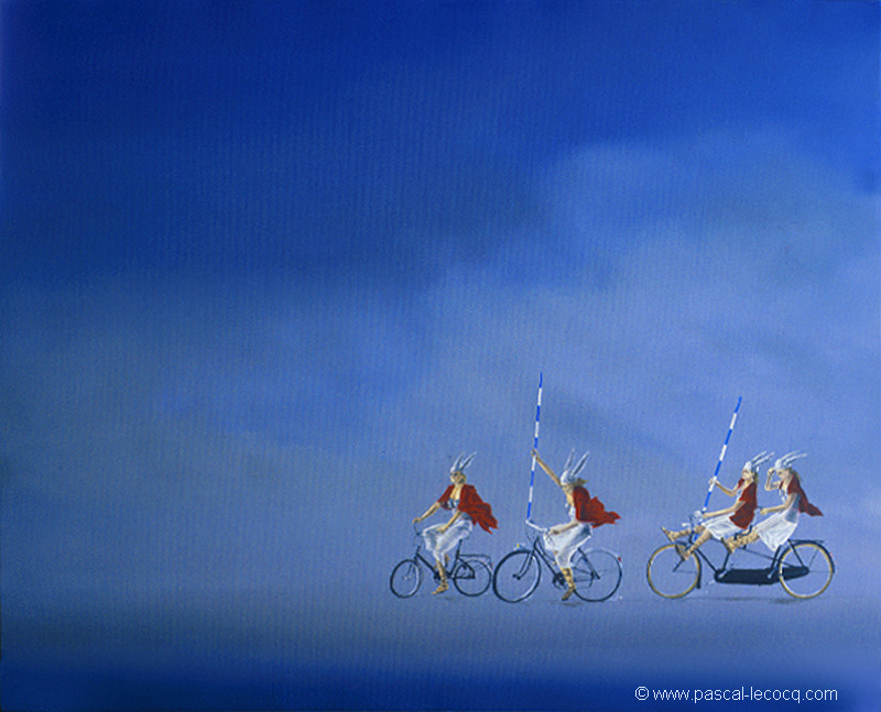 CHEVAUCHEE DE QUATRE WALKYRIES - ride of 4 valkyries - Oil on canvas by Pascal