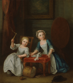Children at Play, Probably the Artist's Son Jacobus and Daughter Maria Joanna Sophia by Joseph Francis Nollekens