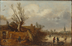 Cottages and Frozen River by Esaias van de Velde I