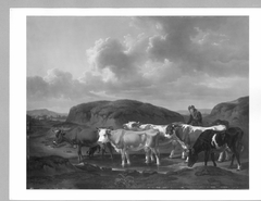Cows passing a brook by Alexander Johann Dallinger von Dalling