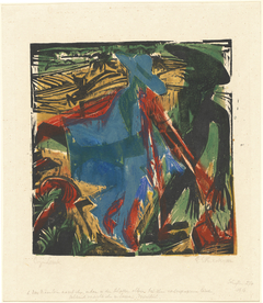 Das Männlein narrt ihn, indem es den Schatten allein bei ihm vorbeispazieren lässt, Schlemihl versucht ihn zu fassen by Ernst Ludwig Kirchner