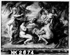 Diana en haar nimfen ontdekken de zwangerschap van Callisto by Anonymous