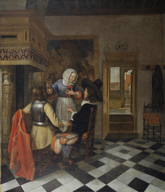 Drinkers before the Fireplace by Hendrick van der Burgh