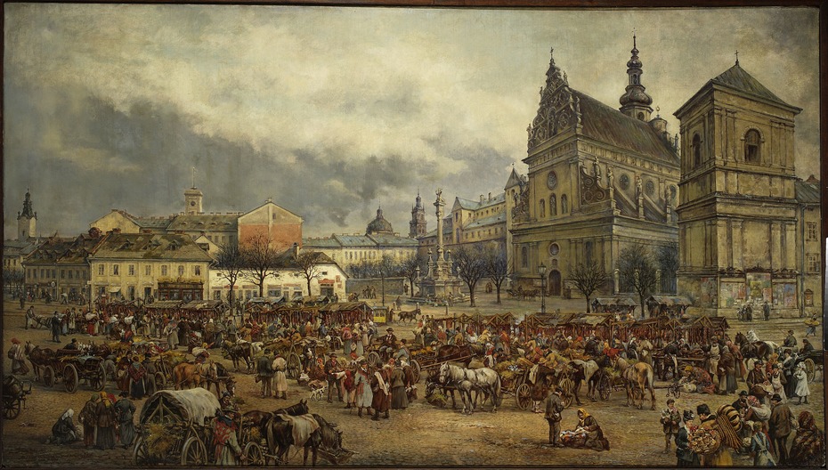 Fair before Easter at the Bernardine square in Lviv in 1895
