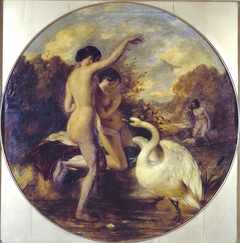 Female Bathers Surprised by a Swan. Verso: Terpsichore (?) with Putti by William Etty