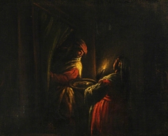 Figures in a Candlit Interior by Anonymous