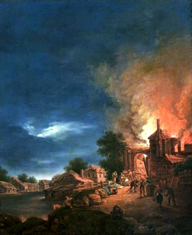 Fire of the town during the summer.