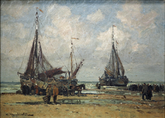 Fischerboote am Strand by Wilhelm Hambüchen