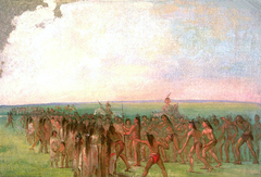 Footrace behind the Mandan Village by George Catlin