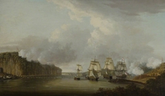 Forcing the Boom on the Hudson River, 9 October 1776 by Dominic Serres