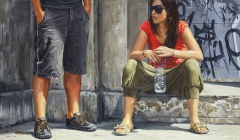 Girl with Bottle of Water by Michele Del Campo