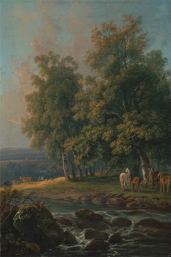 Horses and Cattle by a River by George Barret