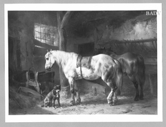 horses in a stable by Wouterus Verschuur