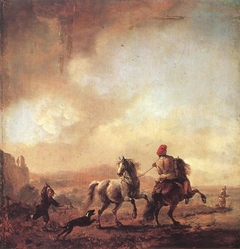 Horses startled by a Dog by Philips Wouwerman