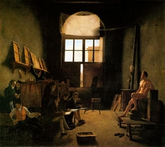 Interior of David's workshop by Léon Matthieu Cochereau