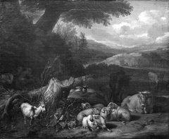 Italian Scenery with Cattle by Jacob van Huchtenburg
