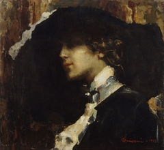 Lady with black hat (Amisani) by Giuseppe Amisani