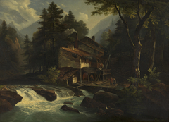 Landscape with a Waterfall by Attributed to German School
