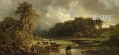 Landscape with river+ cows by Eduard Schleich the Elder