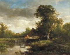 Landscape with trees and water by Willem Roelofs