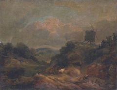 Landscape with Windmill and Rainbow (partly after Gainsborough) by Anonymous