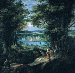 Landschaft mit Schloss und Jagdgesellschaft by Denis van Alsloot