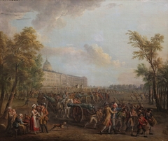 Le peuple de Paris sort des Invalides, le matin du 14 juillet 1789 by Jean-Baptiste Lallemand