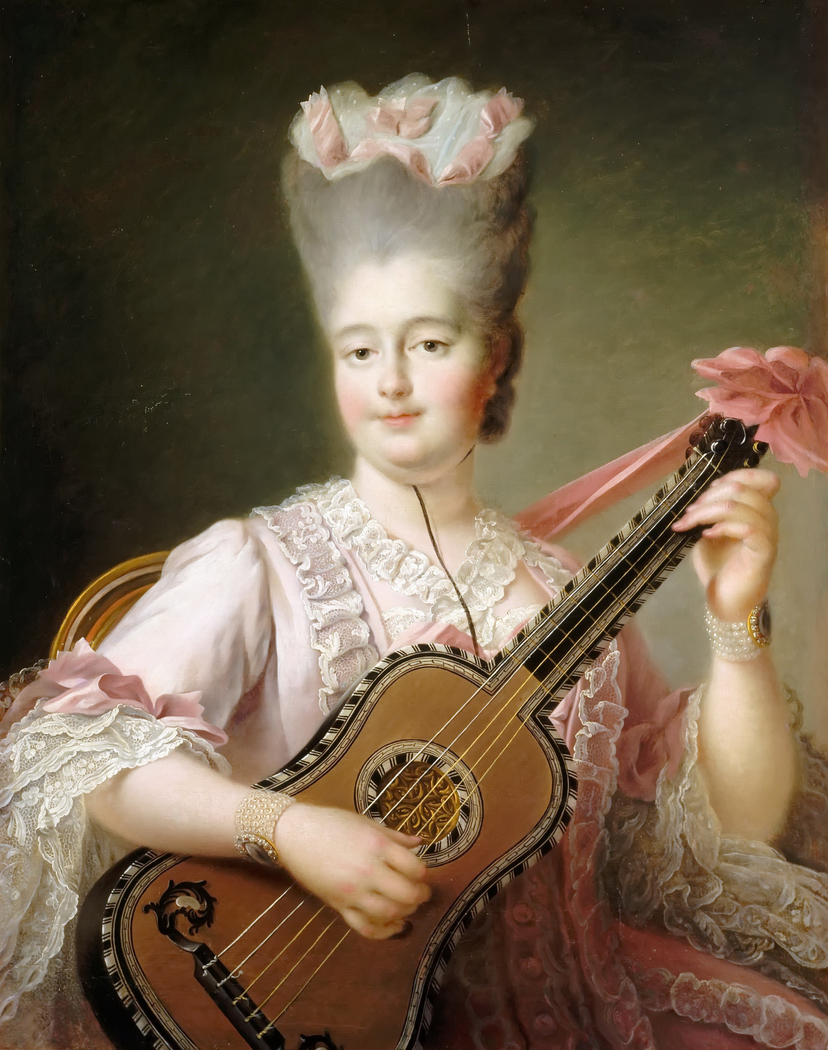 Madame Clotilde playing the guitar