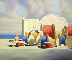 Man with Cable Spools by Jeffrey Smart