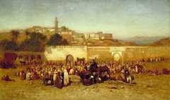 Market Day Outside the Walls of Tangiers, Morocco by Louis Comfort Tiffany